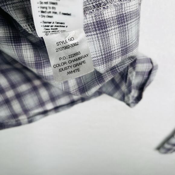 Paige Purple Plaid Blouse Sz S Light Weight 100% Cotton CHAMBRAY/DUSTY GRAPE - Picture 7 of 10